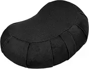 Crescent Meditation Cushion - Half Moon Yoga Bolster Meditation Pillow for Sitting on Floor - Buckwheat Hull Fill Cushion with Removable Cover and Carry Handle