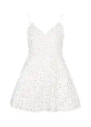 Alice + Olivia Domenica Floral-embellished Satin Mini Dress - Off White - 4 (UK8 / S) 4 (UK8 / S)