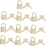 Gatuida 10Pcs Rustproof Household Safety Locks Versatile Alloy Suitcase Padlocks for School Bags Diaries Cabinets Golden Keyed Locks with Keys Each