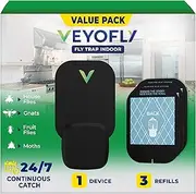 [VEYOFLY] Flying Insect Trap for Indoors, Socket Fly Traps: Catch Fruit Flies, Gnat Protection and Other Insects with UV Light and Adhesive Tape Gnate Protection for Home (1 Piece Device White)
