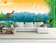 3D Geese Sunrise 40083NA Wallpaper Wall Murals Removable Wallpaper Fay