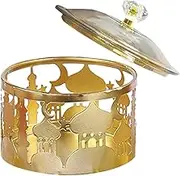 Daiilg Ramadan Trays with Lid - Metal Gold Eid Mubarak Tray Ramadan Plate Candy Dish Food Storage Container Cookie Trinket Box, Fine Workmanship