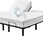 Kingnex Waterproof Cooler Bamboo Viscose Split Top King Mattress Protector for Adjustable Bed with Upper Flex 32-34 from Head Fitted Mattress Cover