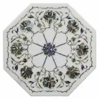 12" Marble side end Table Top Semi precious stones Inlay Handmade Work decor