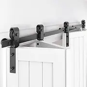 64inch/163cm Bi-Fold Barn Door Hardware Kit Folding Barn Door Hardware Kit Bifold Closet Doors Sliding Panel Bifold Barn Doors and Hardware Included Sliding Door Sturdy Track for Four 15in Door Panels