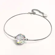 Solid 925 Sterling Silver Round-Shaped Single Stone White Gold Filled Bracelet Embellished with Crystals from SWAROVSKI®