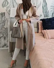 [Belle & Bloom] Walk This Way Wool Blend Oversized Coat - Sand