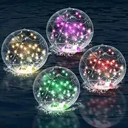 Solar Floating Lights, 14 Inch RGB Inflatable Glow Ball Lights for Pool Pond Garden Yard Beach Party Decor, 4 Pack