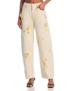 Frame Embellished Low Slung Barrel Jeans in Vanilla Bean