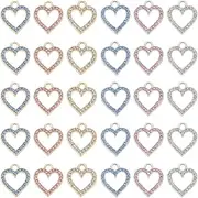 [WADORN] 30Pcs Heart Rhinestone Charm for Jewelry Making, 6 Colors Crystal Heart Love Charms Pendant Colorful Rhinestone DIY Jewelry Craft Charms for Making Necklace Bracelet Earrings, Plastic