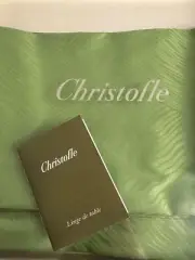 Christofle Table Runner 100% Cotton Sz 78X20 inch Green RARE Made in Italy