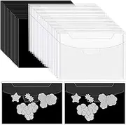 FSWCCK 40 PCS Stamp and Die Storage Bag and Rubber Magnetic Sheets, Die Storage Pocket Envelope Case Cutting Dies Stencil Oragnizer for Die Cutting DIY Scrapbooking