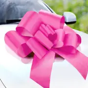 Zoe Deco Big Car Bow with 2 Gold Accessory Bows (Pink, 23 Inch), Giant Bow for C