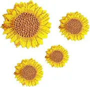 jojofuny 4Pcs Sunflower Design Embroidery Patches Clothing Repair Appliques for DIY Craft Durable Embellishments for Clothes Bags and Accessories