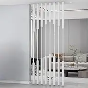 YUGXTH Metal Room Divider Post, 8 Pack Floor to Ceiling Wall Post Partitions Screens Room Dividers, Privacy Screens Room Partition Post, Adjustable Feet, for Living Rooms and Studies(White,70cm/27.5in