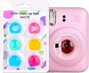 HIYQIN Close-Up Colorful Lens Filter Compatible with Fuji Instax Mini 12 Instant Film Camera, 6pcs in a Set, 2pcs Hollow Cut Filters and 4pcs Full Color Filters
