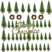 TREETDOBV 49Pcs Mini Pine Trees Artificial Mini Trees with Wood Base Sisal Tr...