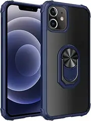 Cavor for iPhone 11 Case,Clear PC Case TPU Bumper Protective Cover 360°Rotation Ring Holder Kickstand [Work with Magnetic Car Mount] (6.1")-Blue