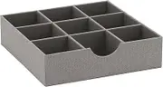 Household Essentials Grey 728-1 Deep 9 Section Drawer Organizer Box for Storage 12 in x 3.13