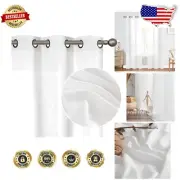 Elegant Off White Linen Curtains, Light Filtering Grommet Drapes - 2 Panels 84"L