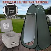 10L Outdoor Portable Toilet 40L Shower Bag Camping Tent Pop Up Change Room WG