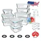 8 Durable Glass Meal Prep Containers with Snap Lock Lids - 18 Piece Collection