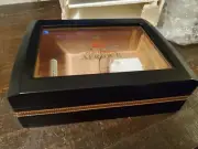 MONTECRISTO AFRIQUE CIGAR HUMIDOR Case With Closing Lid Etched Glass Top. T10