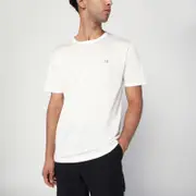 [C.P. Company] White cotton T-shirt with logo patch M Multicolor