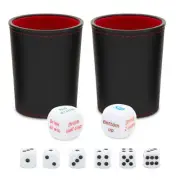 16 PCS Set Drinking Dice Game w/ 2 Leather Cups, Fun Dices for Adult Drunk Party