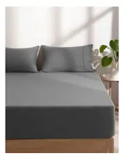 [Dreamaker] Superfine Washed Microfibre Combo Fitted Sheet Set in Charcoal