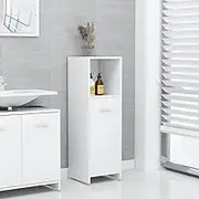 Bathroom Cabinet White 30x30x95 cm, Engineered Wood with 3 Compartments, Door Handle, Sleek Design, Sturdy and Stable for Storage Space - Assembly Required