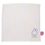 小禮堂 MIFFY 米飛兔 純棉小方巾 25X25CM (草莓格紋款)