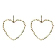 2x Wood/Metal/Jute 25cm Beaded Heart Home Decor Hanging Ornament Med Natural