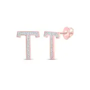 1/10CTW-DIA P1P2 INITIAL "T" GIFT EARRING