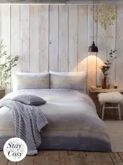 Appletree Grey Anson Stripe 100 Brushed 100% Cotton Duvet Cover Set (N12971) | $67 - $125