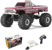 WOWRC FMS 1/24 Smasher Monster RC Crawlers - FCX24 RC Truck 8km/h 2 Speed Transmission for Adults, 2.4Ghz Remote Control Car RTR with USB Charger, Red