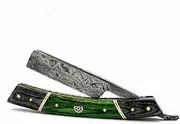 Old School Damascus Steel Straight Razor Cut Throat Barber Salon Shaving Razor Vintage Wood