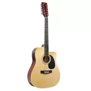 Karrera 12-String Acoustic Guitar Natural w/ EQ, Bag, Strap, Picks & Capo