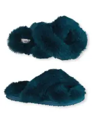 Women Cross Over Fur Slippers