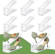 DEEKNAKA Shoe Slots Organizer, Clear Shoe Stacker for Closet Adjustable Shoe Rack Storage Space Saver,Shoes Display Shelf Shoe Holder for Organization,6 Pack