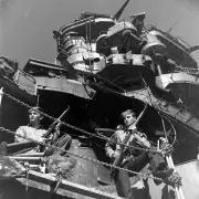 WW2 WWII Photo US Navy Guards on IJN Battleship Nagato World War Two 7242