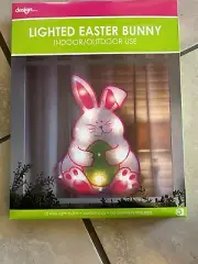 NEW Lighted Easter Bunny Rabbit with Egg Window Decoration