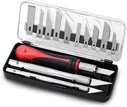 FC Precision Craft Knife Set 16 Pieces - Professional Razor Sharp Knives for Art, Hobby, Scrapbooking and Sculpture – Includes Stencil, Fine Point, Scoring, Chiseling Blades