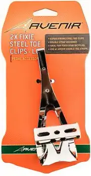 AVENIR 2X FIXIE STEEL TOE CLIPS LG Bike Pedals Strapless Double Strap Silver NEW