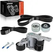 Engine Serpentine Belt Drive Kit Compatible with Freightliner 122SD 2014-2019, Cascadia 2011-2018, Coronado & Western Star 4900EX, 4900FA, 4900SA, 5700XE, 6900XD - 14.0L 14.8L 15.6L