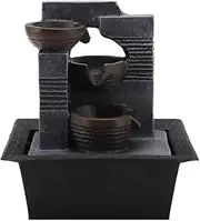 Indoor Water Fountains 4 Tier Table Water Fountain Resin Crafts Desk Circulating Waterfall Fountain Ornament with Colorful Lamp Beads for Home Office Waterfall Fountain