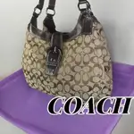 COACH 蔻馳 托特包 SIGNATURE 銀色 金屬配件 日本直送 二手