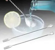 2x Stainless Steel Twist Long Handle Mixing Stir Cocktail Spoon Bartender Tool