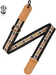 Frediuo Ukulele Strap Shoulder Strap with Metal End Pin Shoulder Belt Adjustable for Baritone String Instruments Soprano Easy to Use