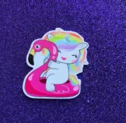 5pc. Unicorn and Flamingo, Resin Planar Flatbacks, Cabochon, Donuts, Swimming,